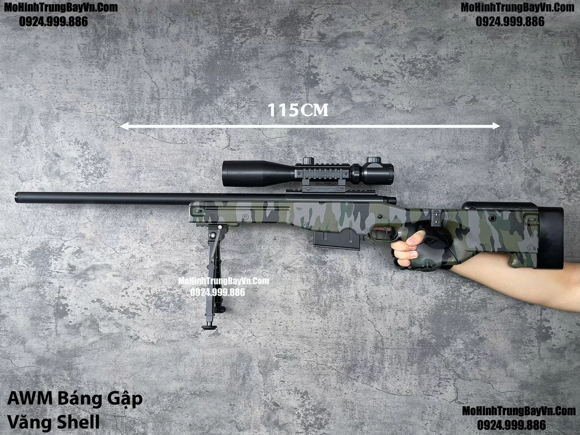 Súng Đạn Xốp Sniper AWM Báng Gập Văng Shell Tỉ Lệ 1:1 Lực Tốt
