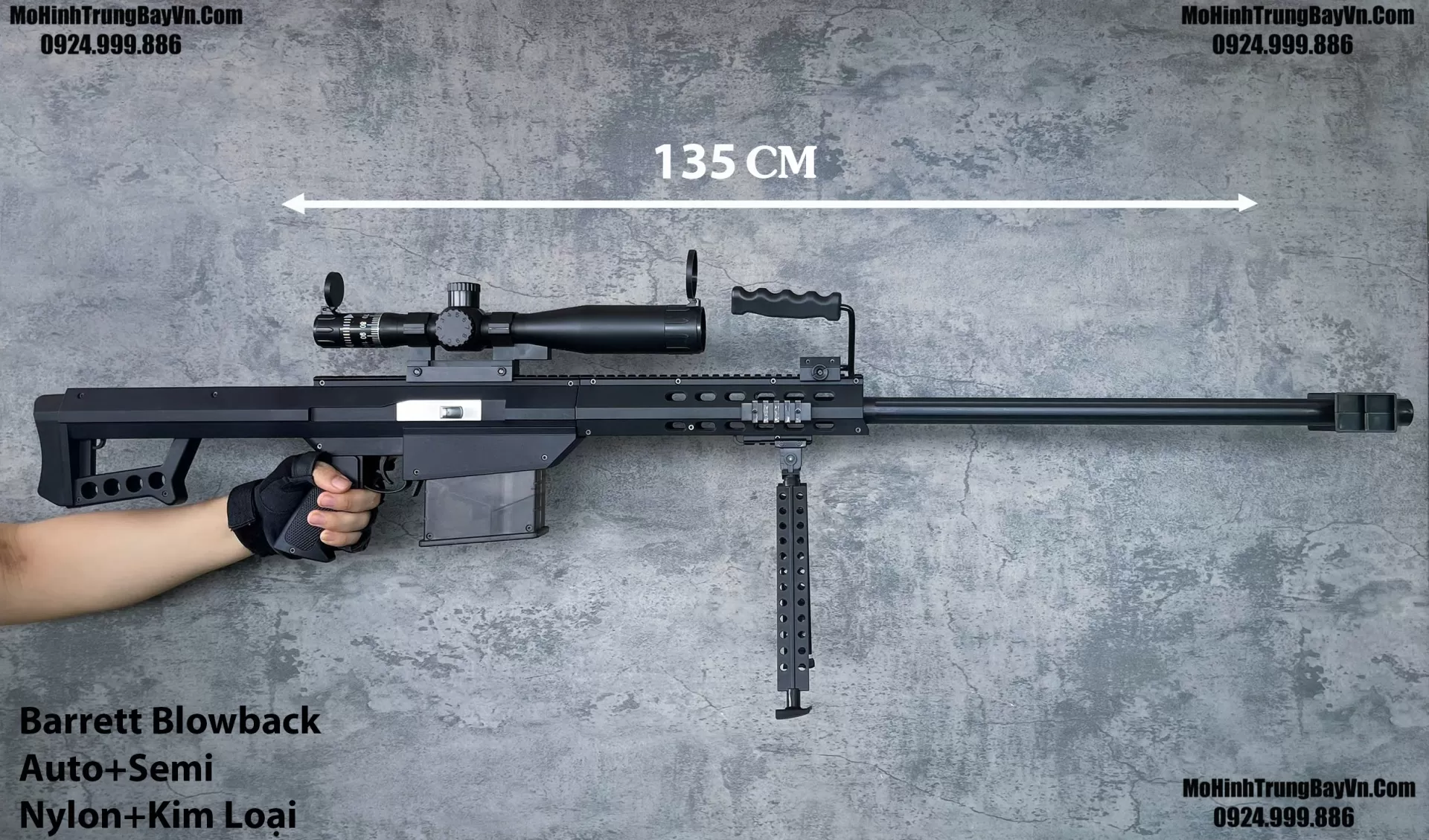 Súng Đạn Thạch Sniper Barret Điện Cao Cấp 2 Chế Độ Auto Semi  Cực Nặng Tay