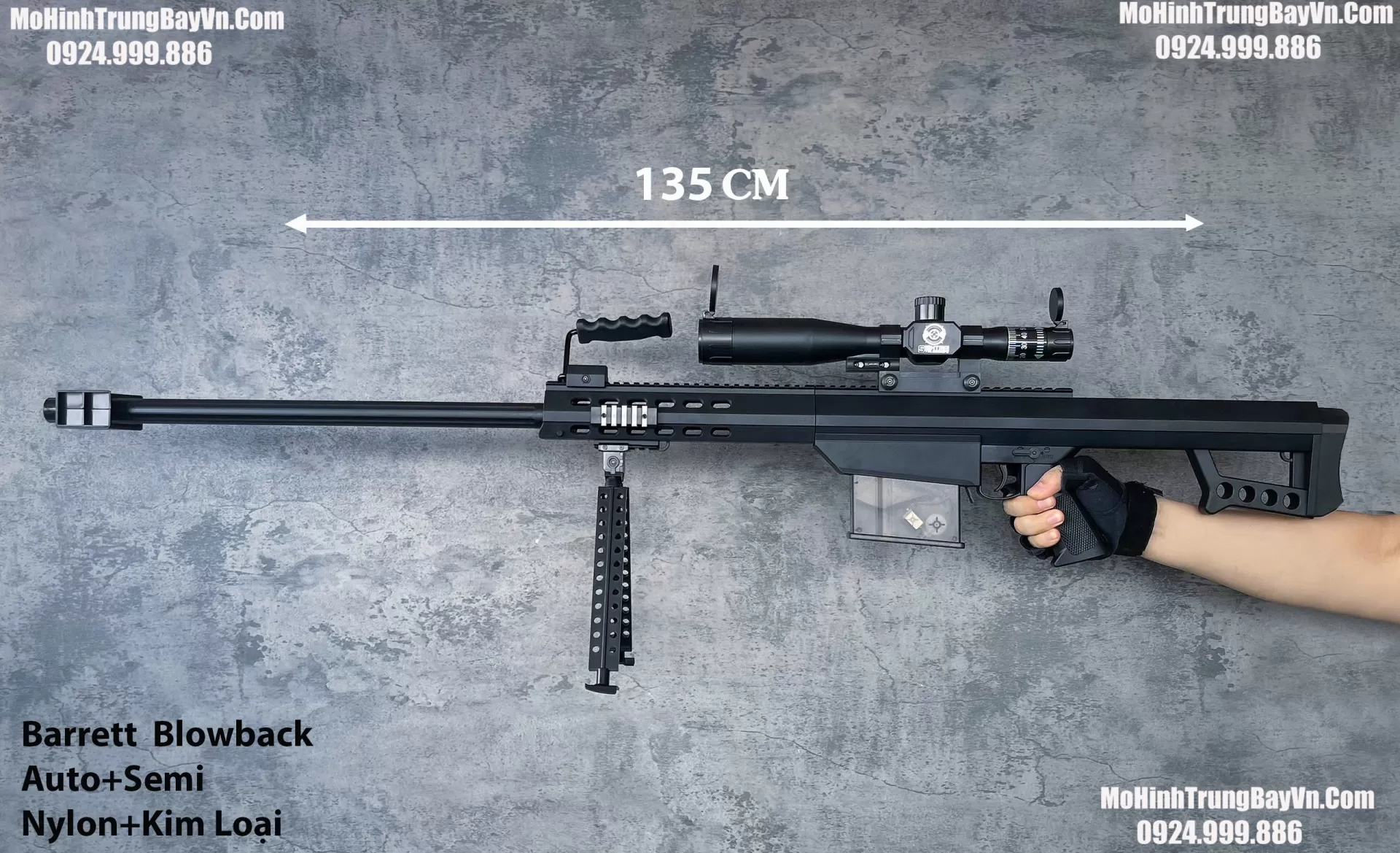Súng Đạn Thạch Sniper Barret Điện Cao Cấp 2 Chế Độ Auto Semi  Cực Nặng Tay