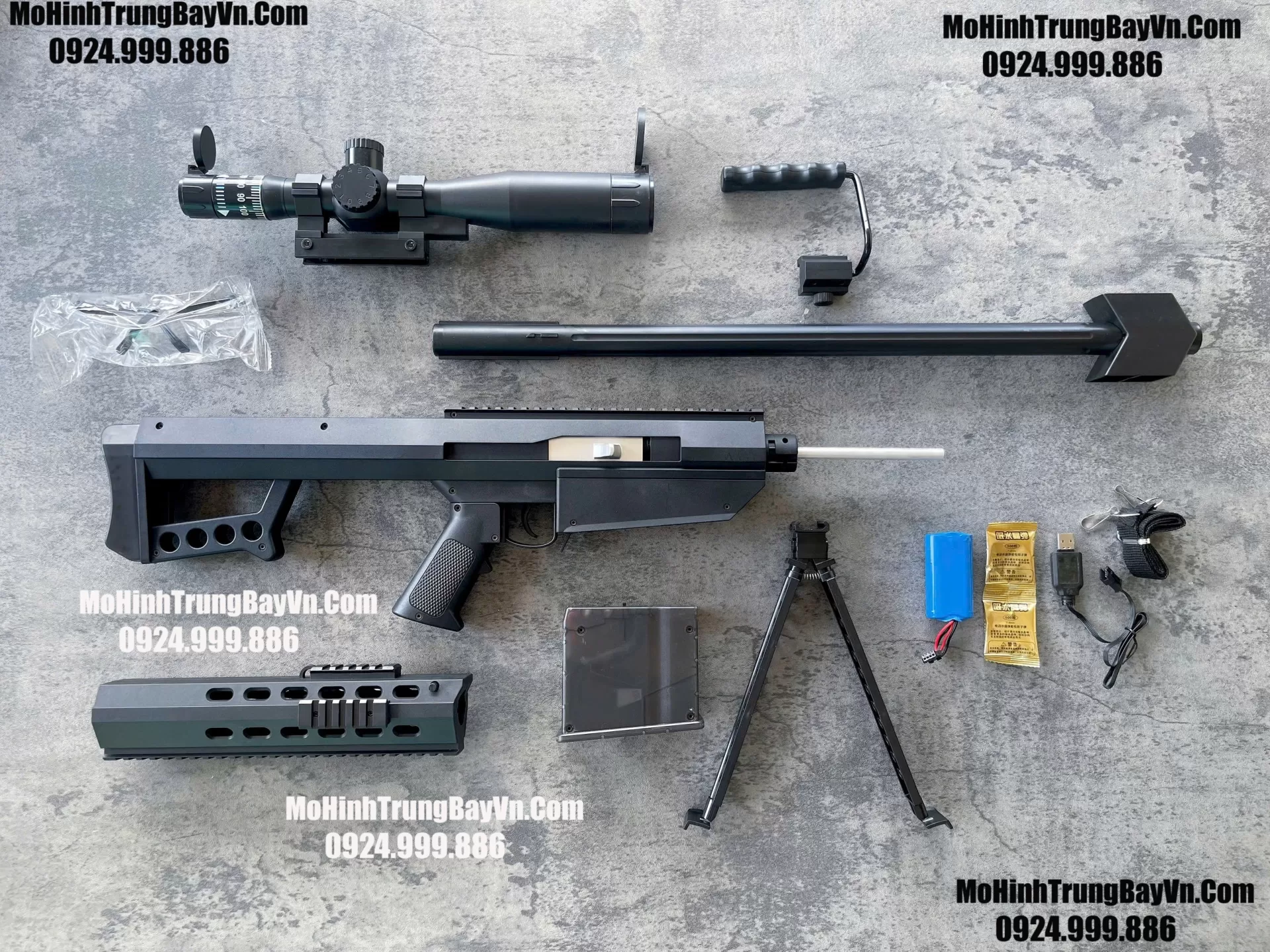 Súng Đạn Thạch Sniper Barret Điện Cao Cấp 2 Chế Độ Auto Semi  Cực Nặng Tay