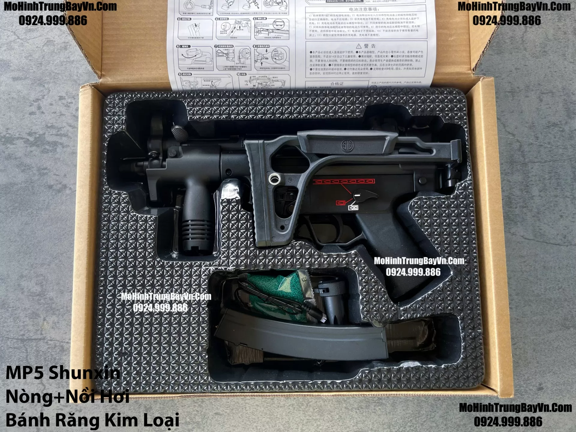 Súng Đạn Thạch SMG Mp5k Shunxin Blowback  Bánh Răng Kim Loại  Sấy Nhanh MP5k MP5 Mp5