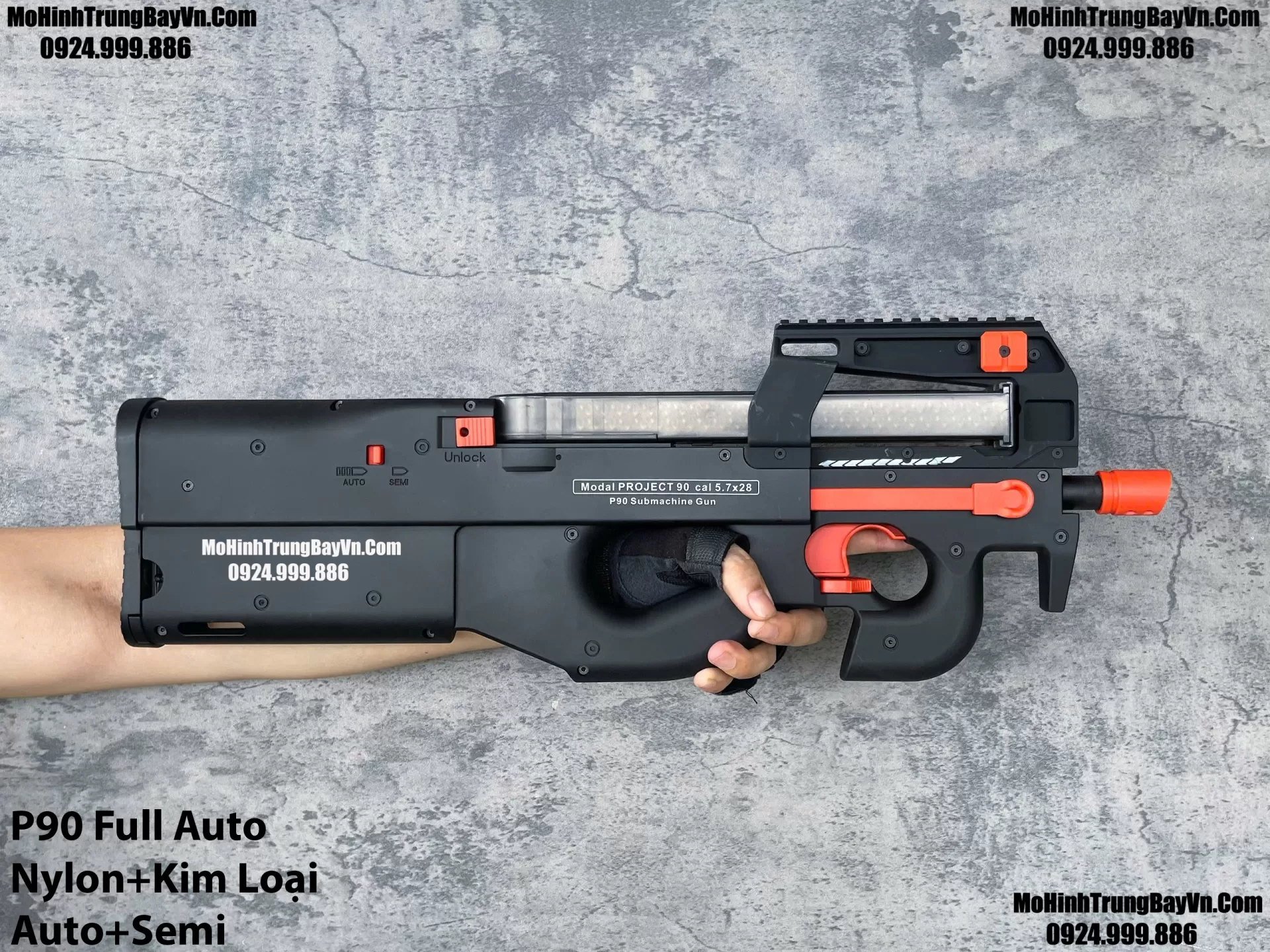 Súng Đạn Thạch SMG P90 Cao Cấp 2 Chế Độ Auto Semi  Cực Nặng Tay