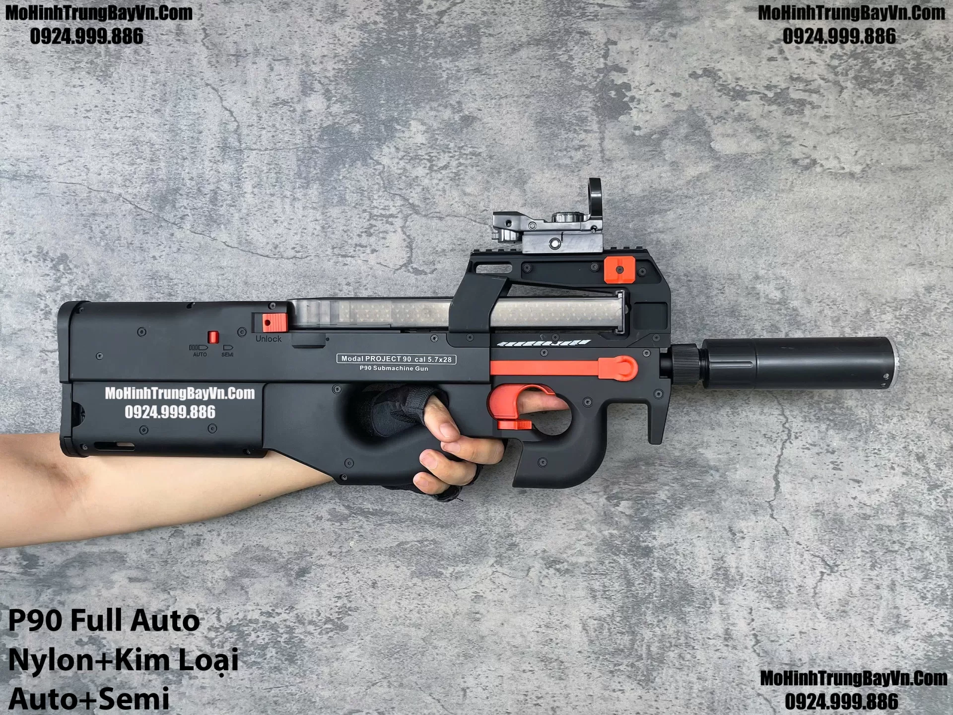 Súng Đạn Thạch SMG P90 Cao Cấp 2 Chế Độ Auto Semi  Cực Nặng Tay