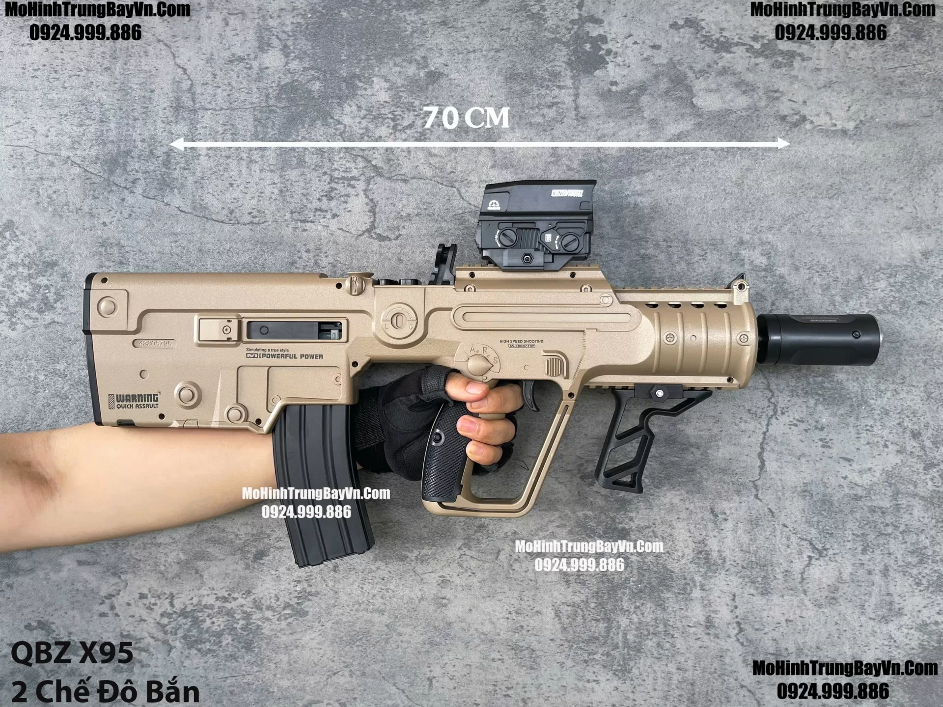 Súng Đạn Thạch QBZ X95 Full Auto Semi Cực Nặng Tay Full Phụ Kiện Tặng Light Tracer