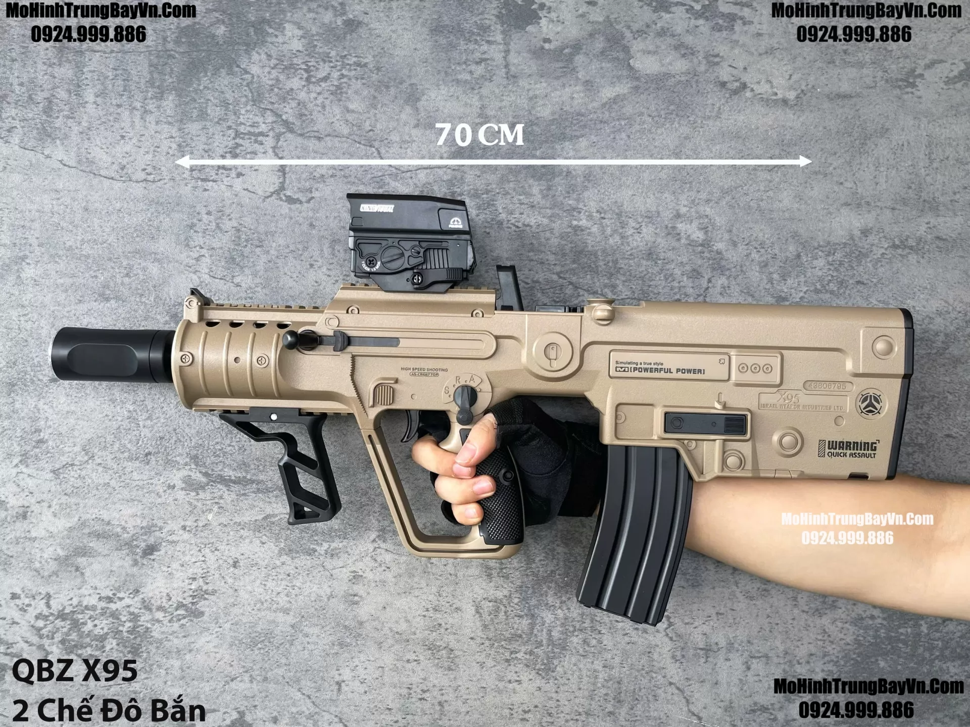 Súng Đạn Thạch QBZ X95 Full Auto Semi Cực Nặng Tay Full Phụ Kiện Tặng Light Tracer