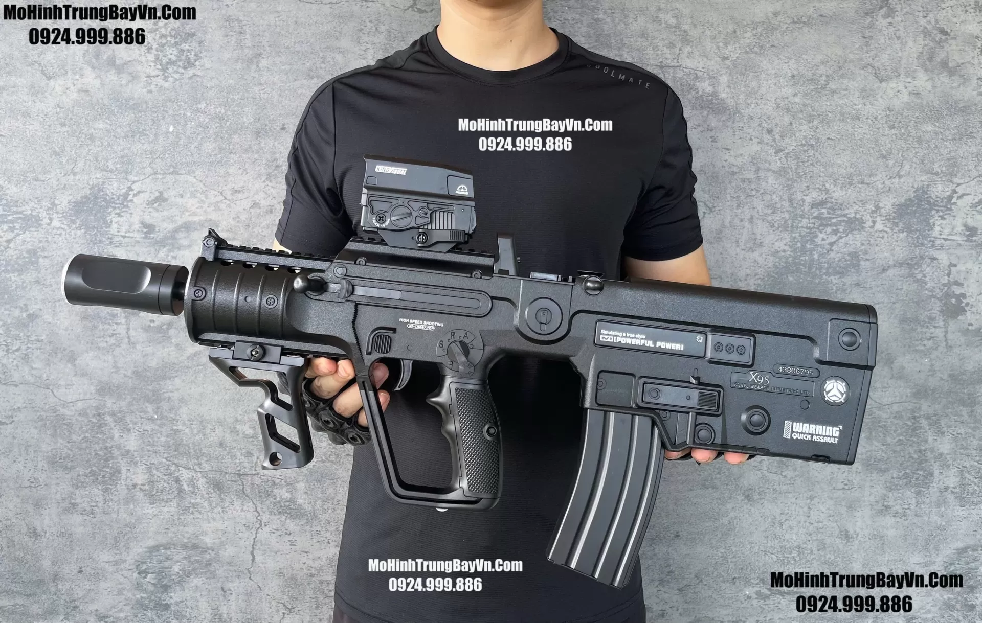 Súng Đạn Thạch QBZ X95 Đen  Full Auto Semi Cực Nặng Tay Full Phụ Kiện