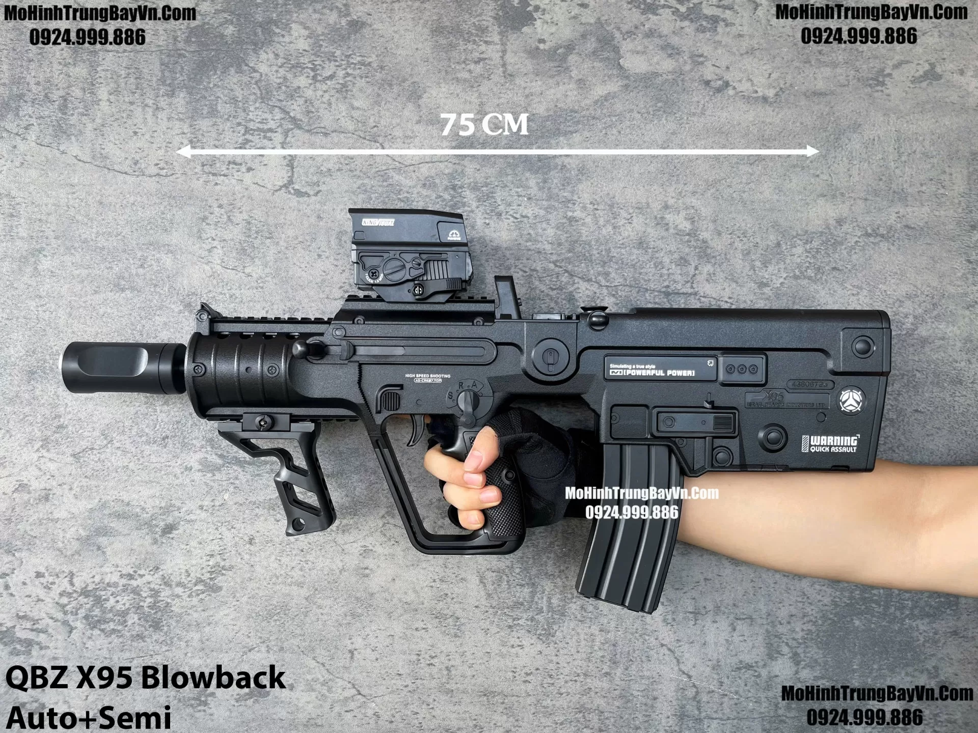 Súng Đạn Thạch QBZ X95 Đen  Full Auto Semi Cực Nặng Tay Full Phụ Kiện