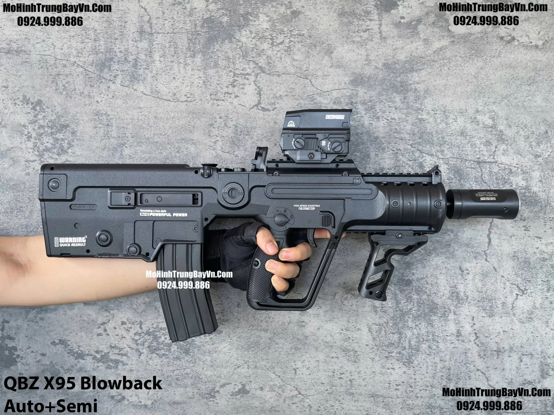 Súng Đạn Thạch QBZ X95 Đen  Full Auto Semi Cực Nặng Tay Full Phụ Kiện