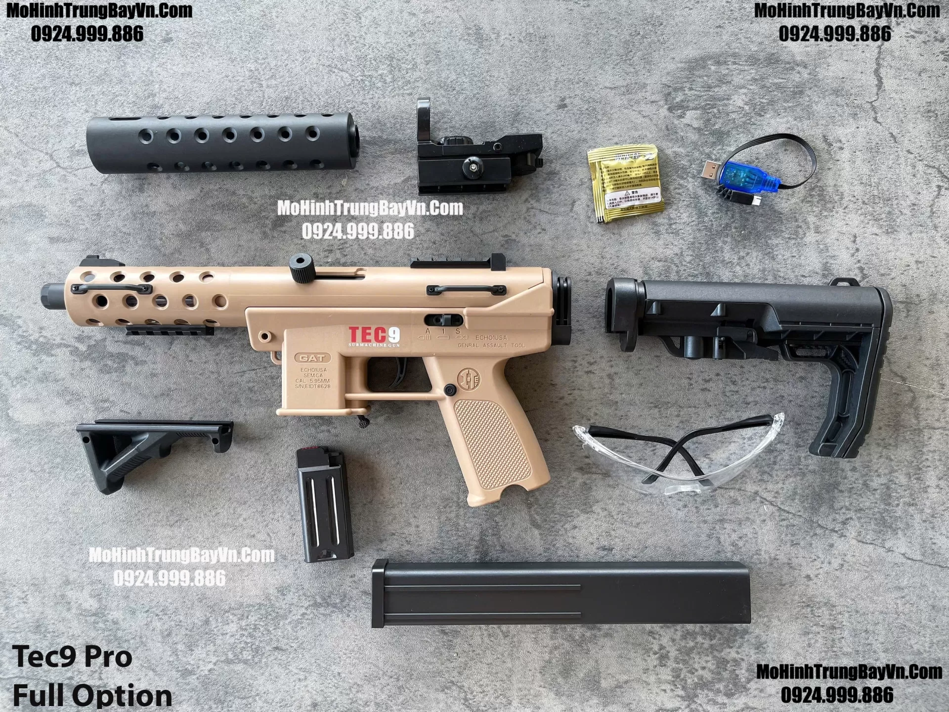 Súng Đạn Thạch SMG Tec9 Bản Full  Blowback 2 Chế Độ Auto Semi  Sấy Cực Nhanh Mohinhtrungbay Mohinhtrungbay.vn