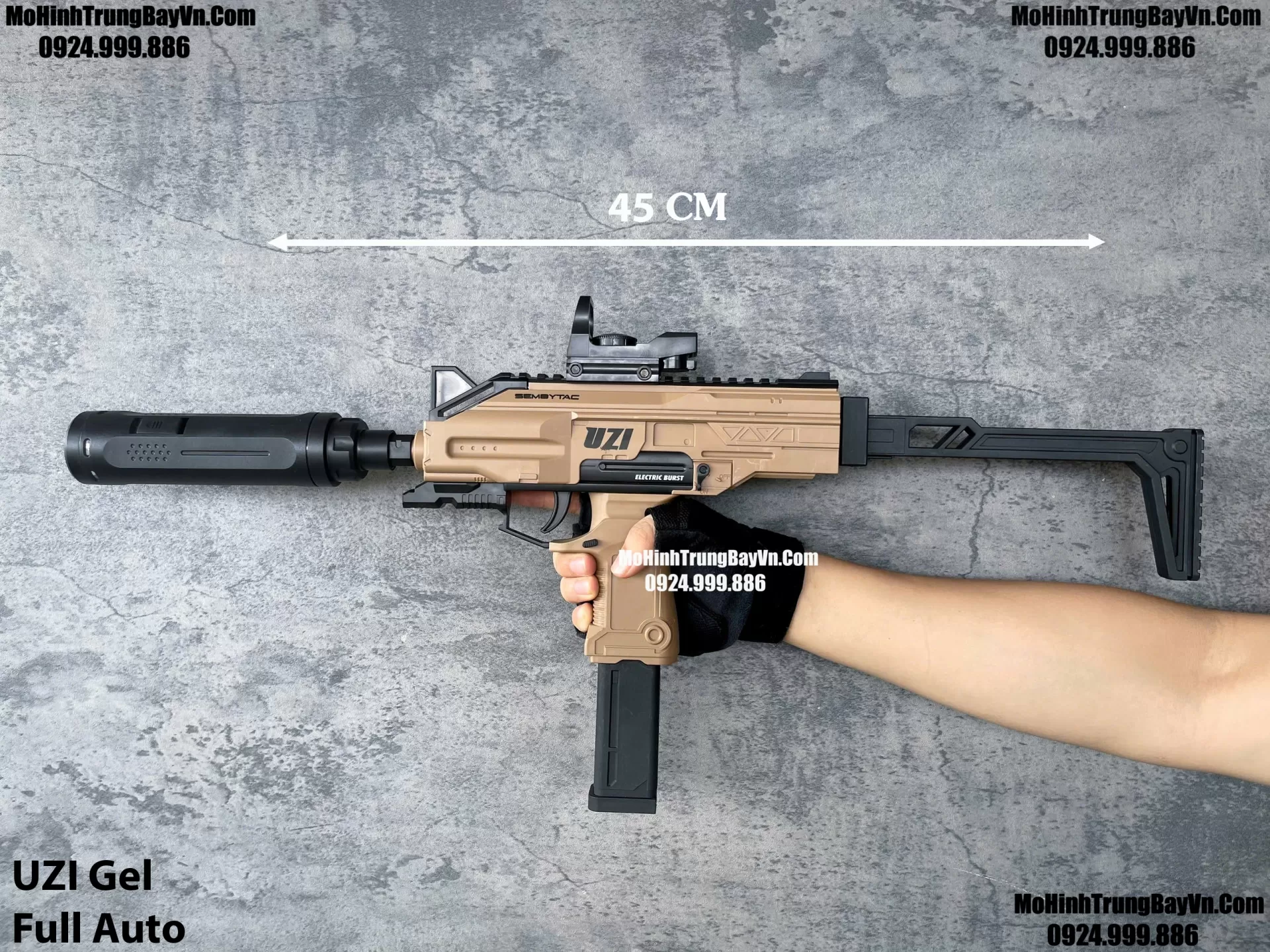 Súng Đạn Thạch SMG UZI Full Auto Sấy Cực nhanh  Mp5 Mp7 Mohinhtrungbay Mohinhtrungbay.vn