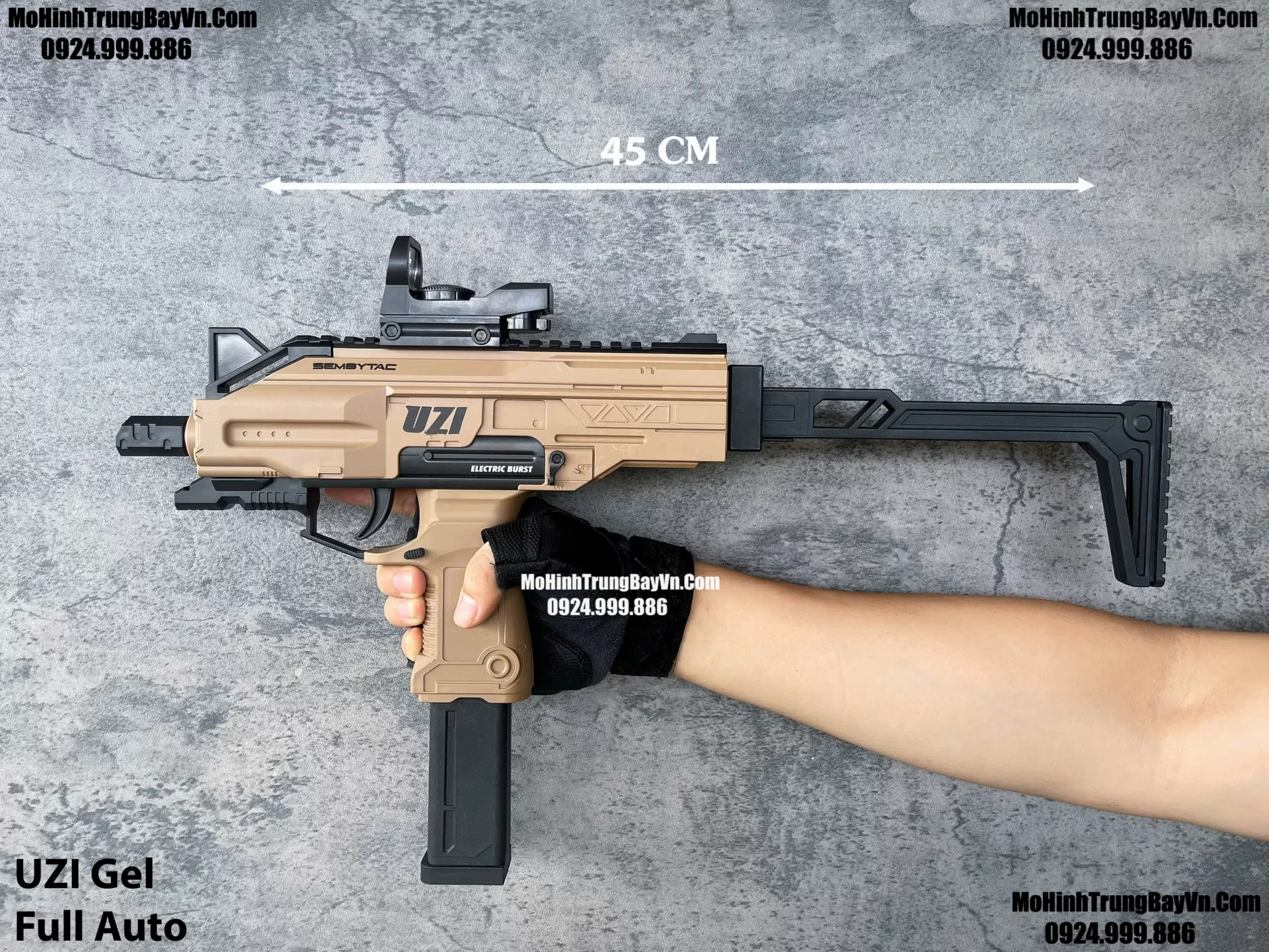 Súng Đạn Thạch SMG UZI Full Auto Sấy Cực nhanh  Mp5 Mp7 Mohinhtrungbay Mohinhtrungbay.vn
