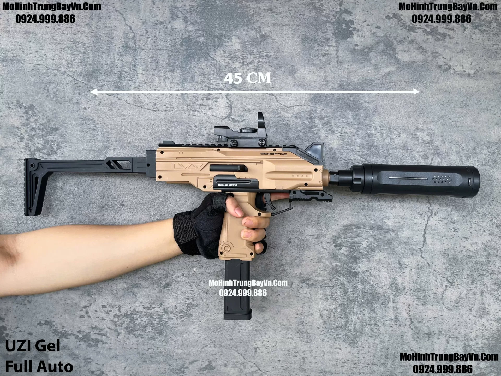 Súng Đạn Thạch SMG UZI Full Auto Sấy Cực nhanh  Mp5 Mp7 Mohinhtrungbay Mohinhtrungbay.vn