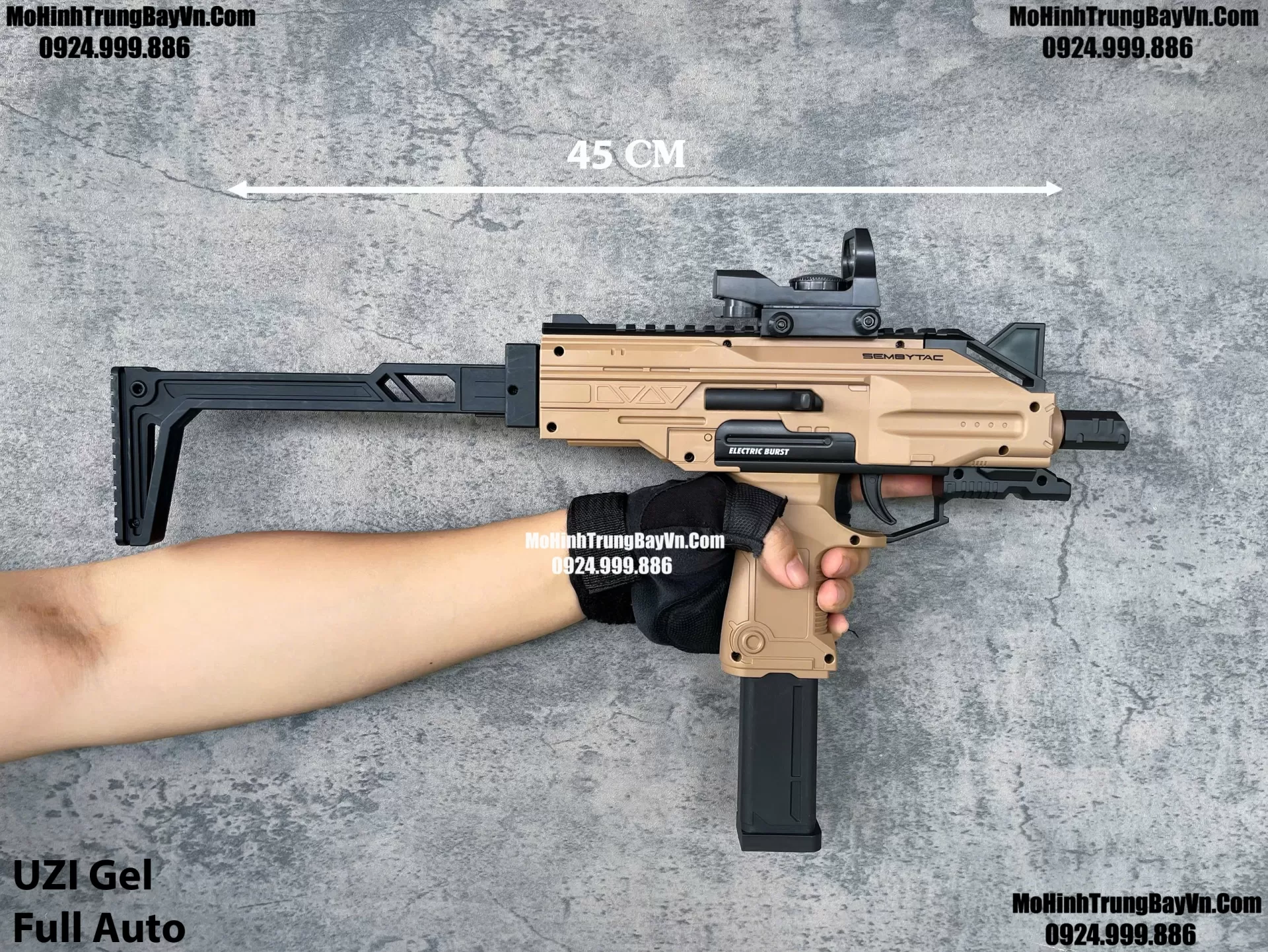 Súng Đạn Thạch SMG UZI Full Auto Sấy Cực nhanh  Mp5 Mp7 Mohinhtrungbay Mohinhtrungbay.vn